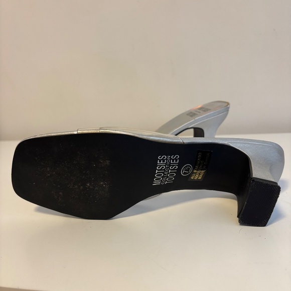Mootsies Tootsies Clear Slip On Square Toe Block Kitten Heels Silver Womens 7.5 - Picture 4 of 4
